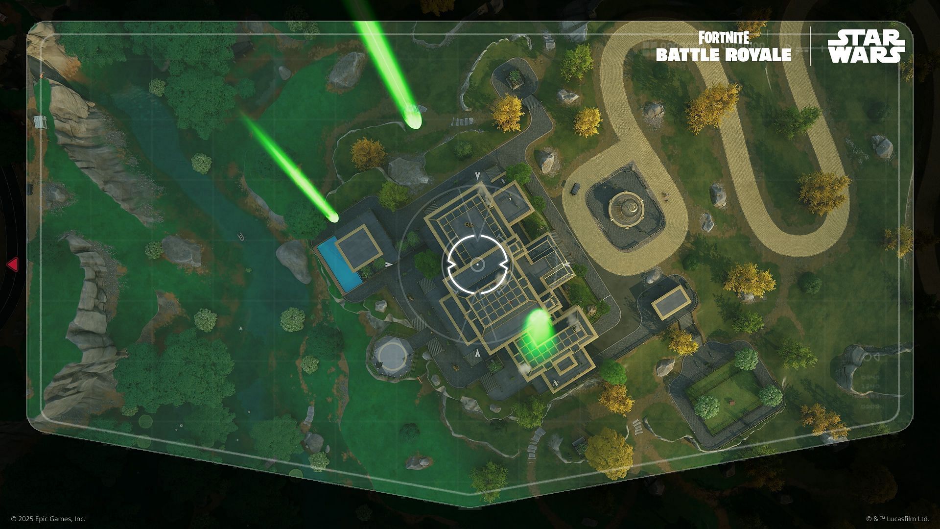 Jump into the Star Destroyer in Fortnite Chapter 6 Season 3 and use the Turbolaser to damage structures and players (Image via Epic Games)